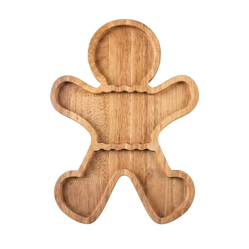 Trendbay Gingerbread-Shaped Wooden Divided Tray