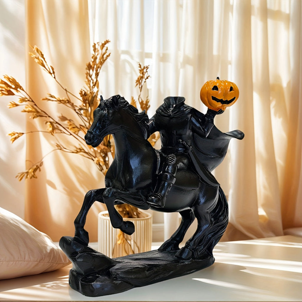 Trendbay Black Resin Headless Knight Holding Pumpkin Ornament