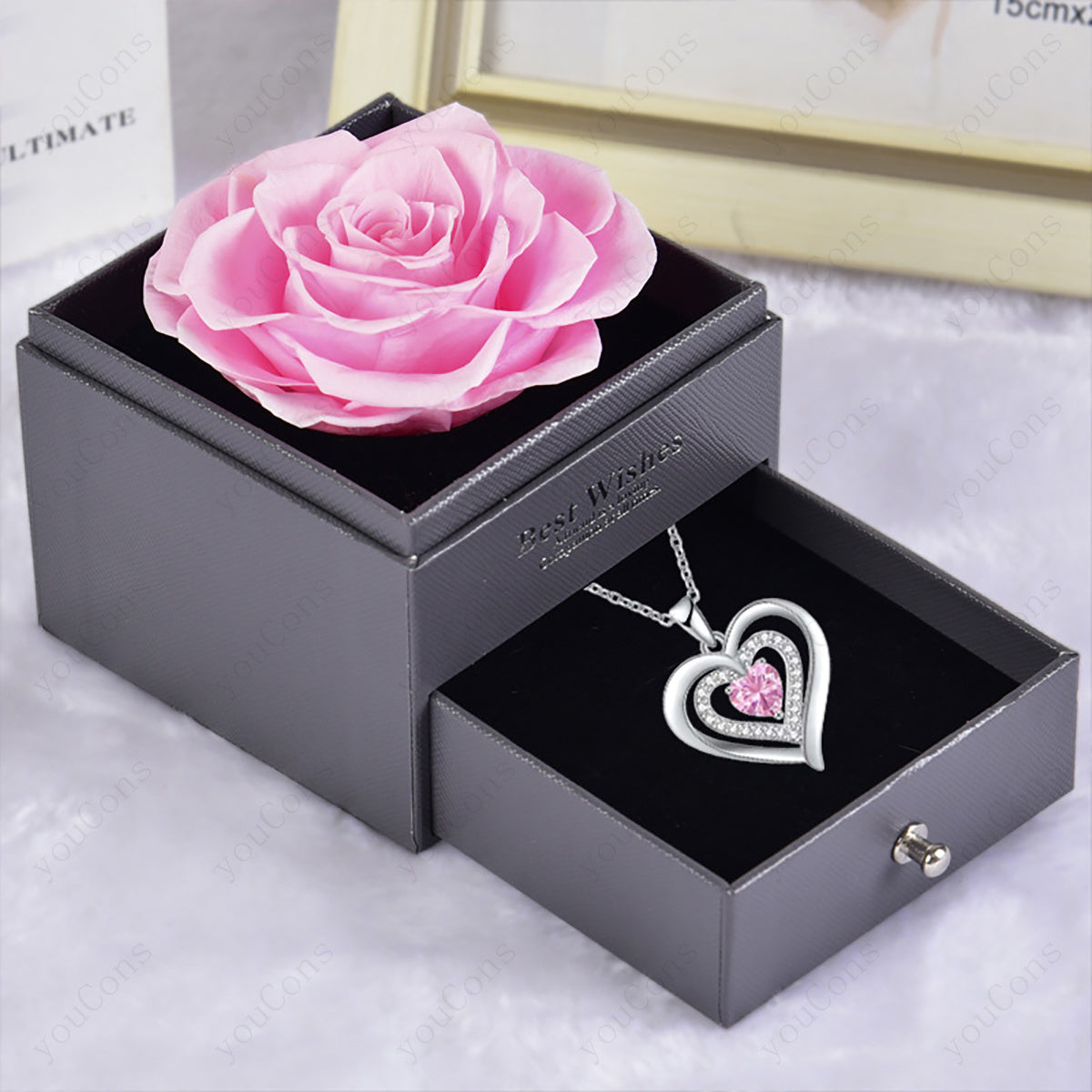Trendbay October Birthstone Heart Pendant Necklace Gift Set