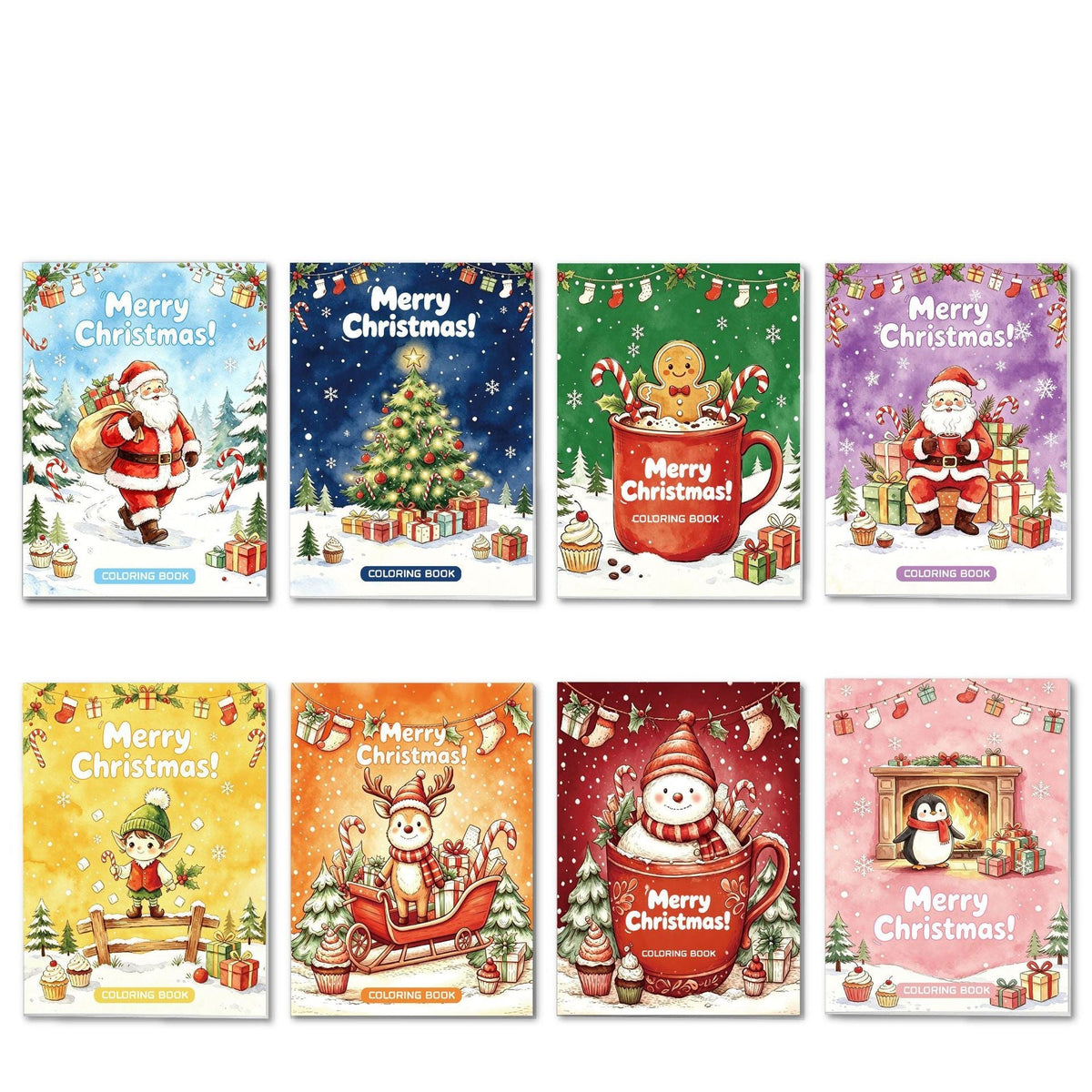Trendbay Christmas and Halloween 8 Coloring Books Set for Kids