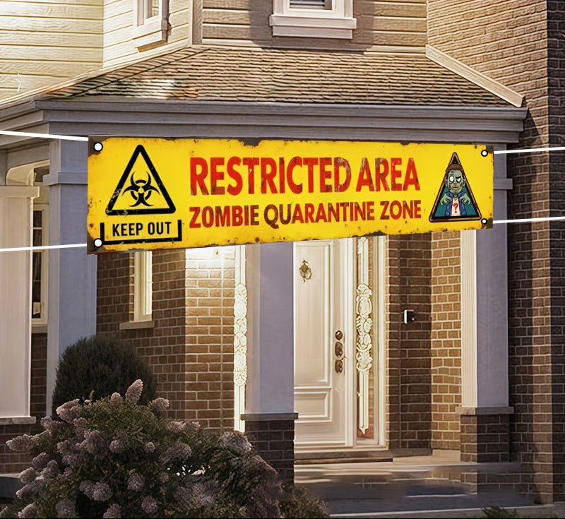 Trendbay 105×360CM Halloween Zombie Quarantine Zone 2D Banner
