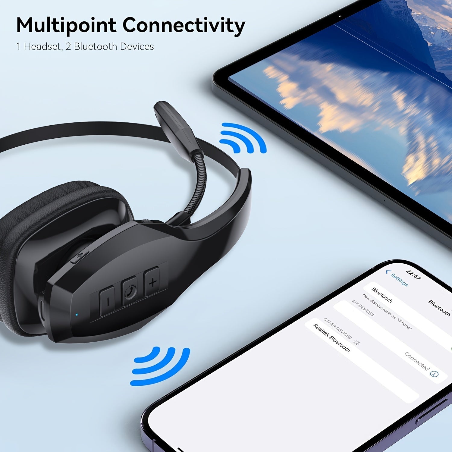 Trendbay Wireless HiFi Stereo Headphones with Mute Button