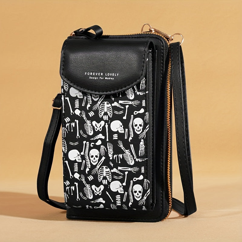 Trendbay Ghost Skull Pattern Crossbody Bag – Gothic Zipper
