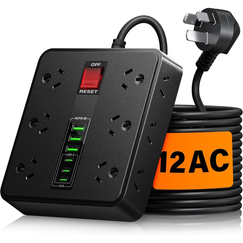 Trendbay 18-in-1 Power Strip – 12 Outlets, 6 USB (USB-C), Surge Protector