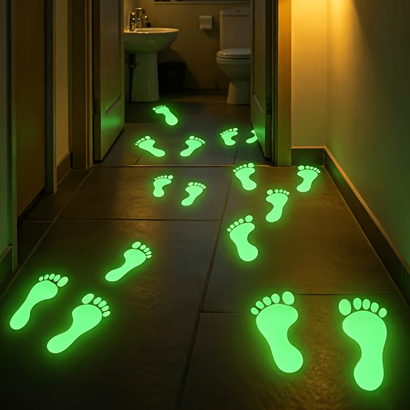 Trendbay 8pcs Green Luminous 2D Footprint Wall Stickers Self-Adhesive