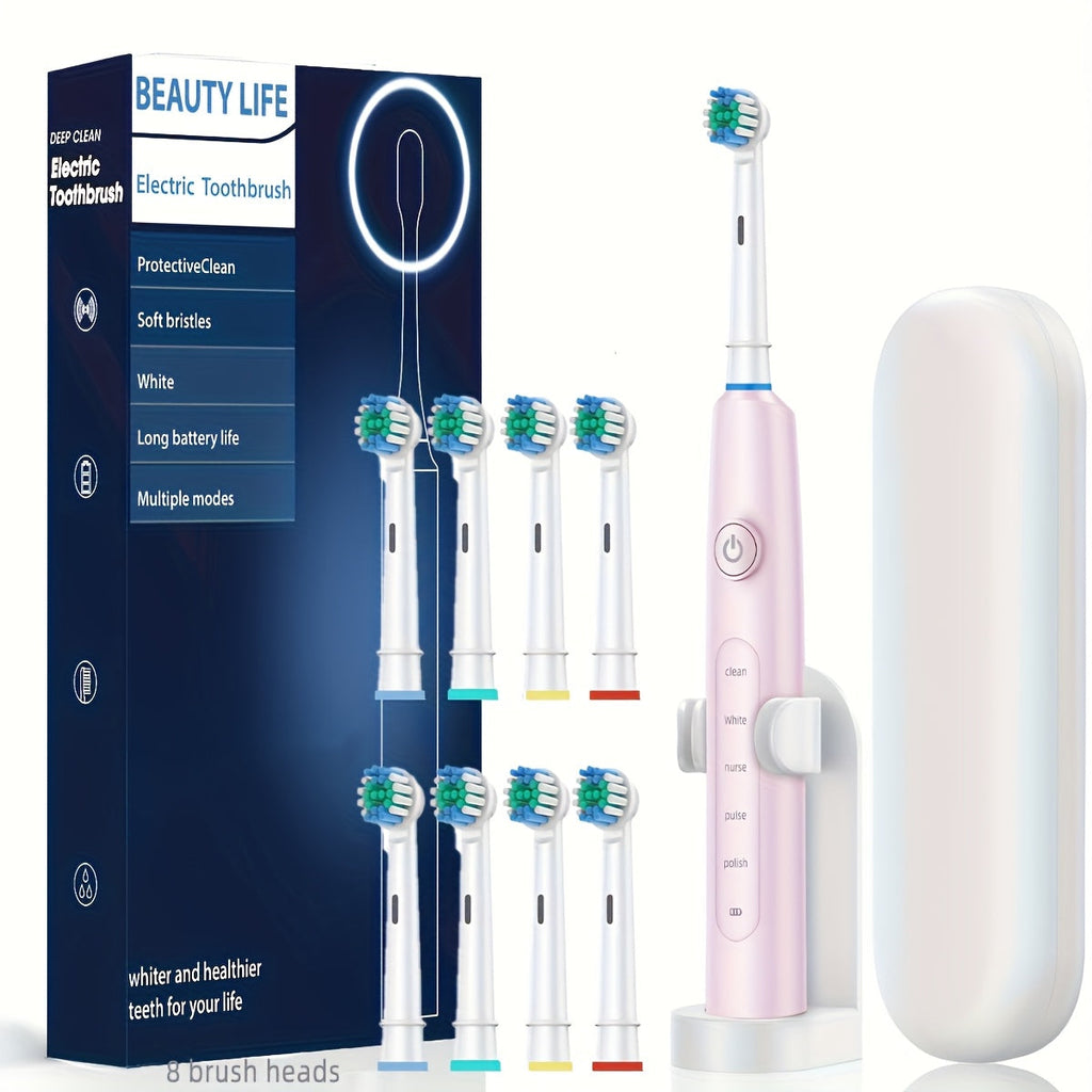 Trendbay Electric Rotating Toothbrush Set with 8 Brush Heads