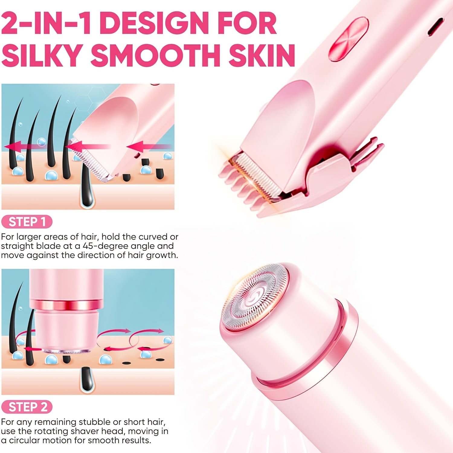 Trendbay 2-in-1 Women’s Electric Shaver – Wet & Dry USB Rechargeable