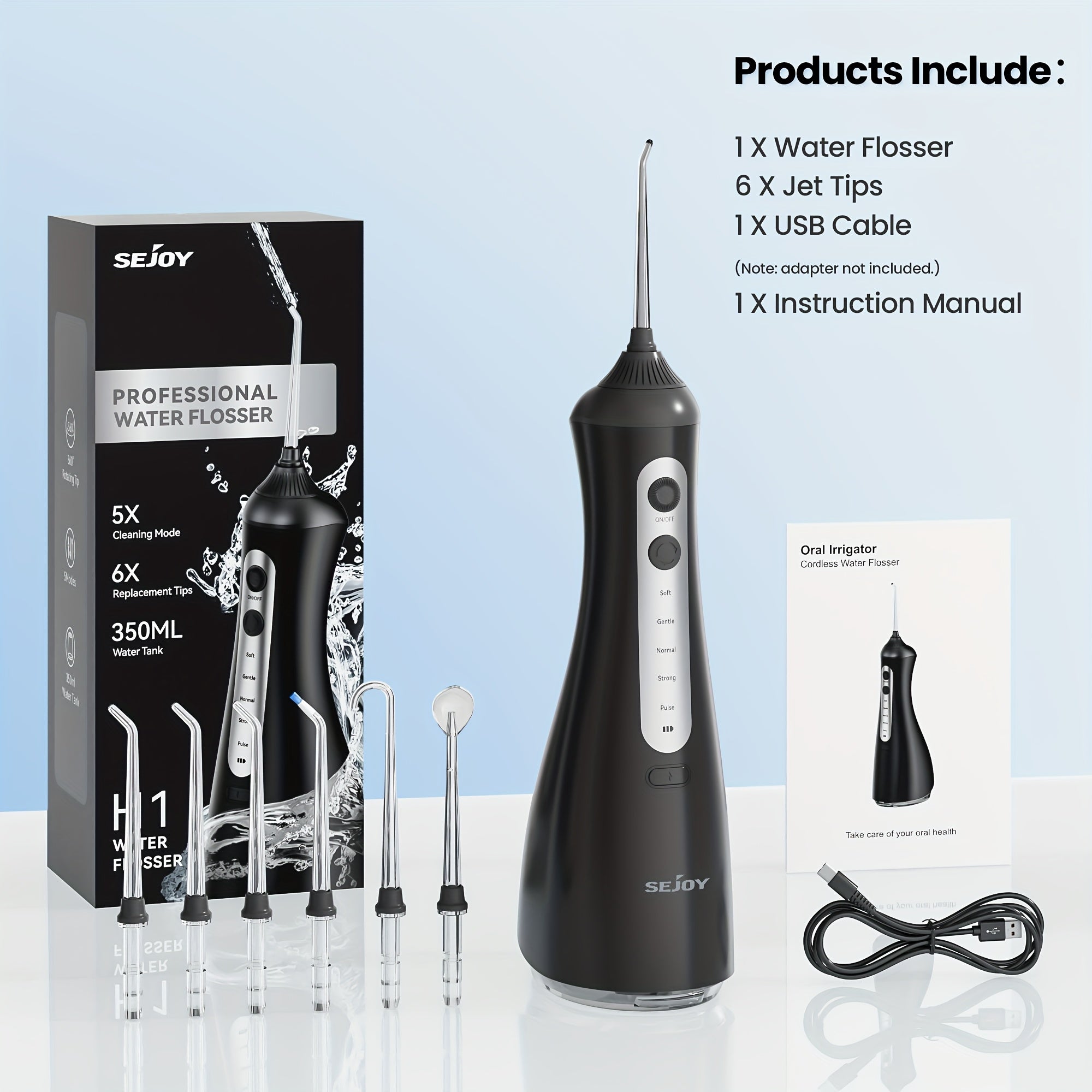 Trendbay Water Flosser – Cordless Oral Irrigator with 5 Modes, 350ML Tank, Rechargeable Teeth Cleaner for Home & Travel