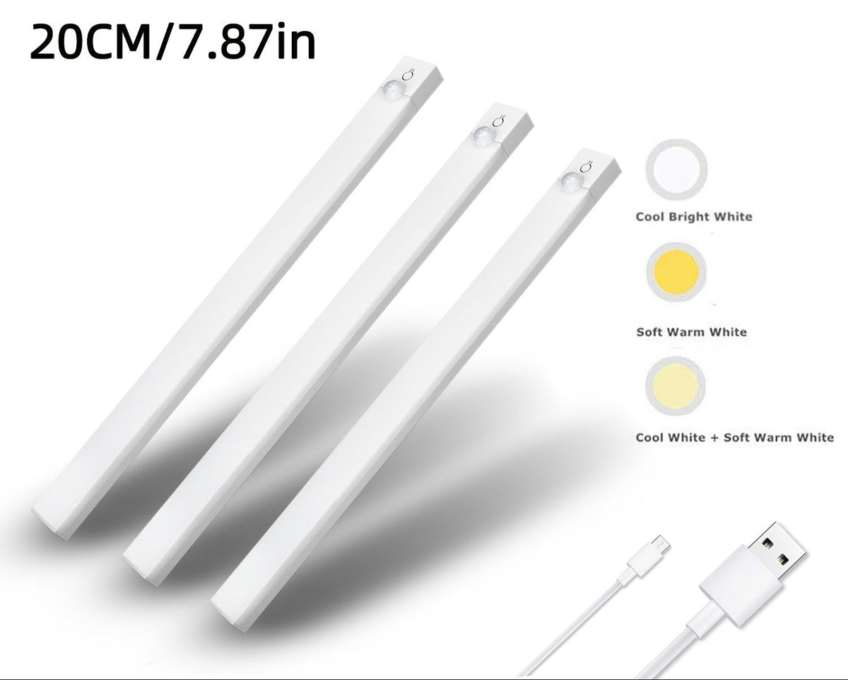 Trendbay 3pcs Rechargeable Motion Sensor Cabinet Lights USB-C