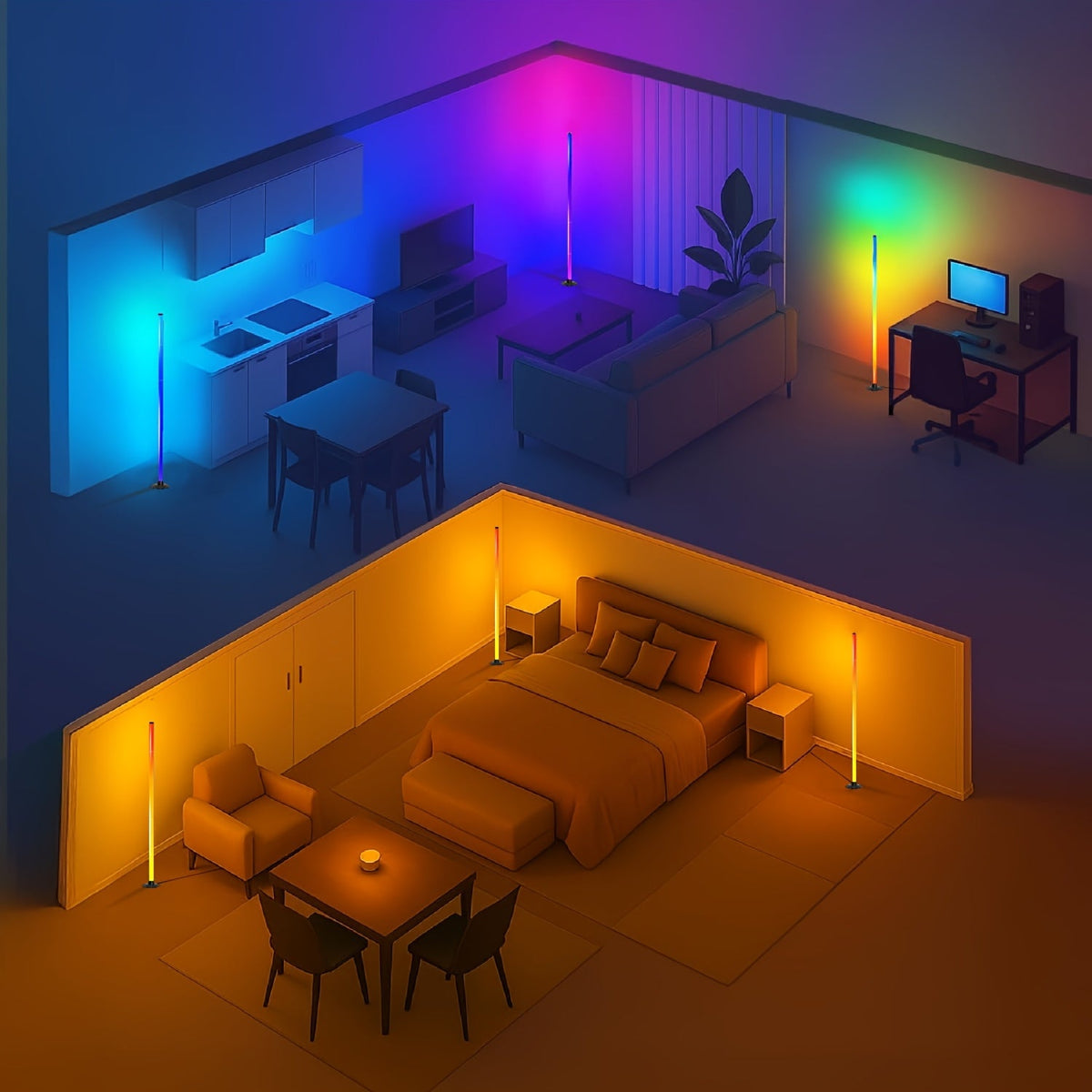Trendbay Smart RGBIC LED Floor Lamp – App & Remote Control Mood Ambient Light