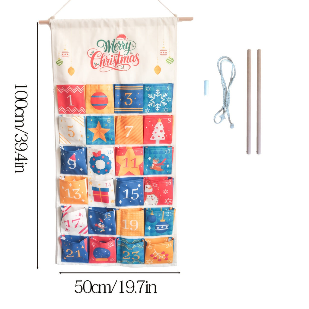 Trendbay Reusable Hanging Christmas Advent Calendar with 24 Large Pockets