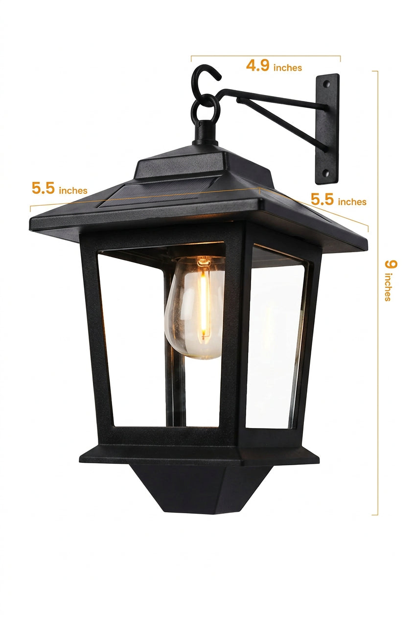 Trendbay 2-Pack Solar Outdoor Black Wall Lanterns Warm White LED
