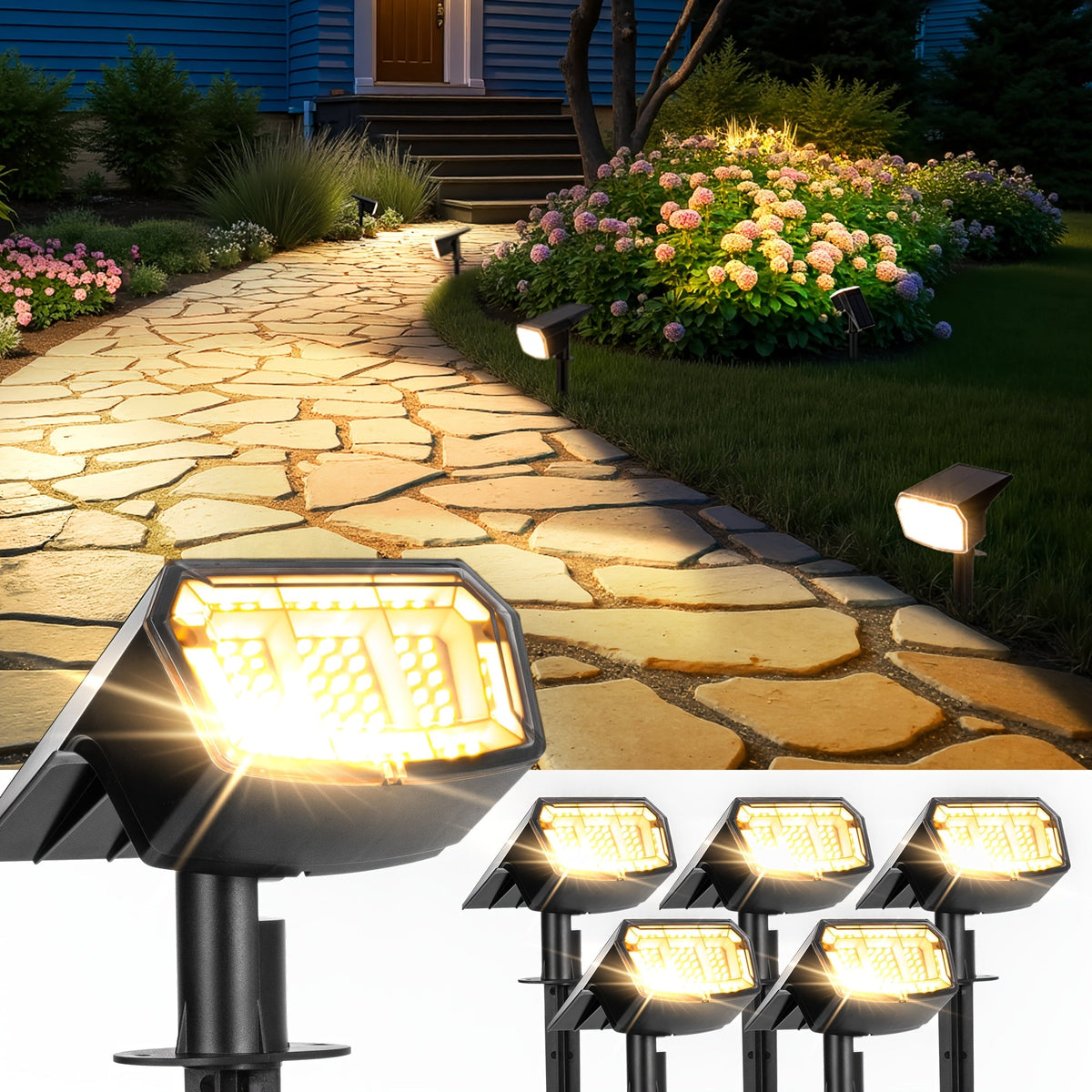 Trendbay 4Pack 63-LED Outdoor Solar Landscape Spotlights Warm White