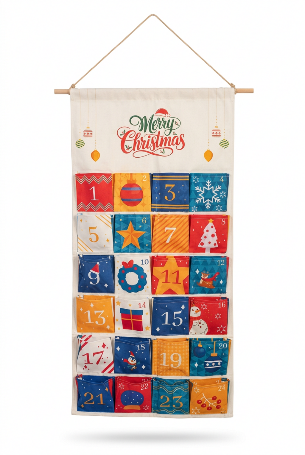 Trendbay Reusable Hanging Christmas Advent Calendar with 24 Large Pockets
