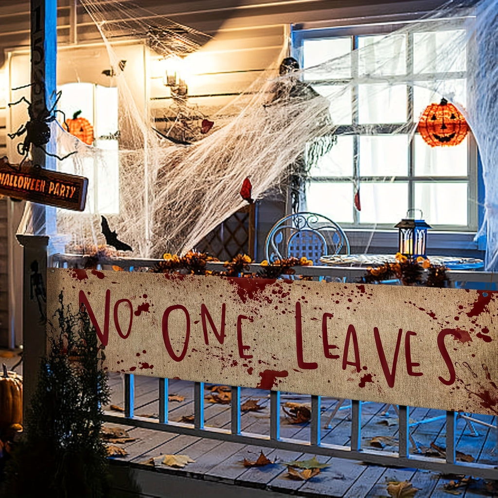 Trendbay 2D Flat Halloween Bloody Banner “No One Leaves” Burlap