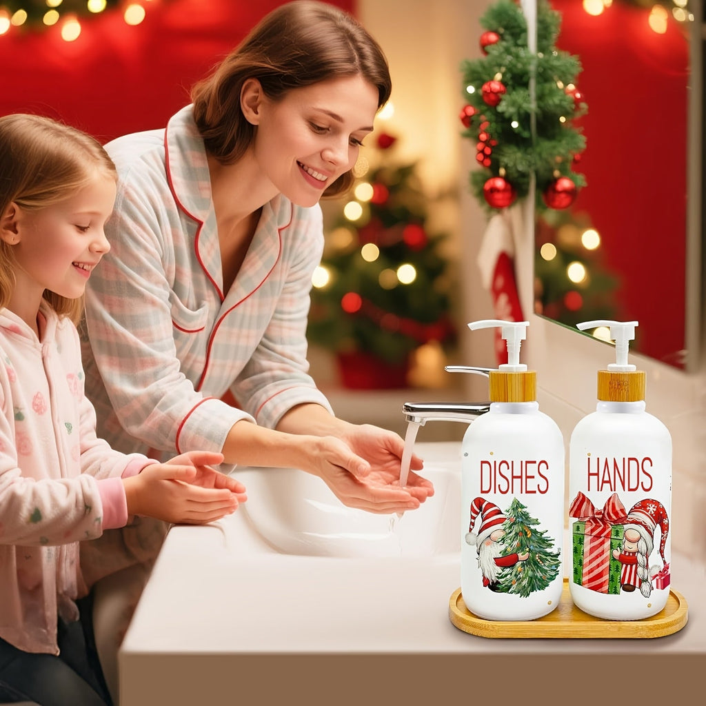 Trendbay Christmas Gnome Soap Dispenser Set with 1 Tray