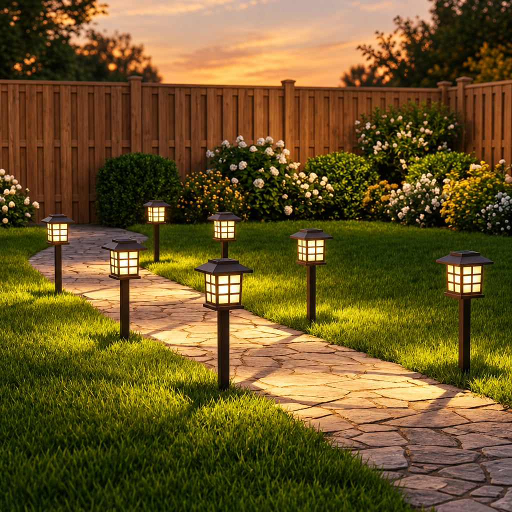 Trendbay 6-Piece Solar Outdoor Pathway Lights – Warm White