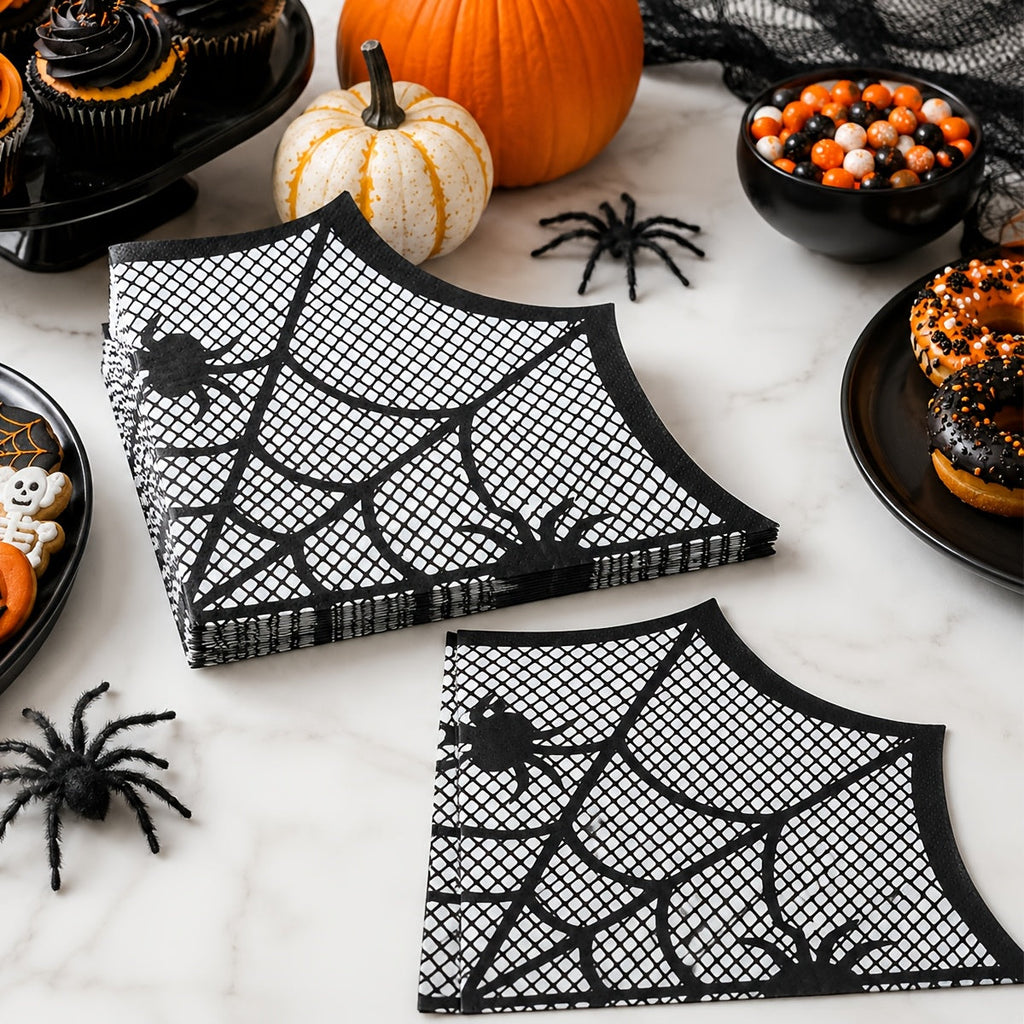 Trendbay 20-Piece Spider Web Halloween Paper Napkins