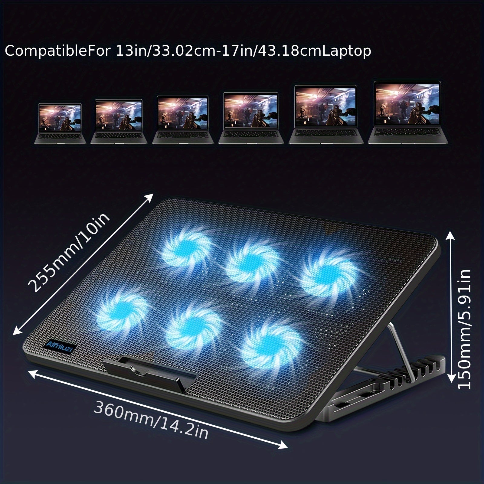 Trendbay Laptop Cooling Pad 6 Fans LED