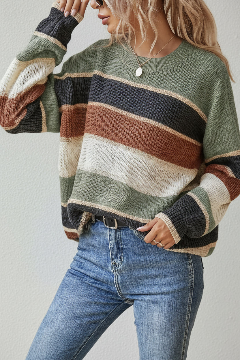 Trendbay Women's Color Block Striped Sweater