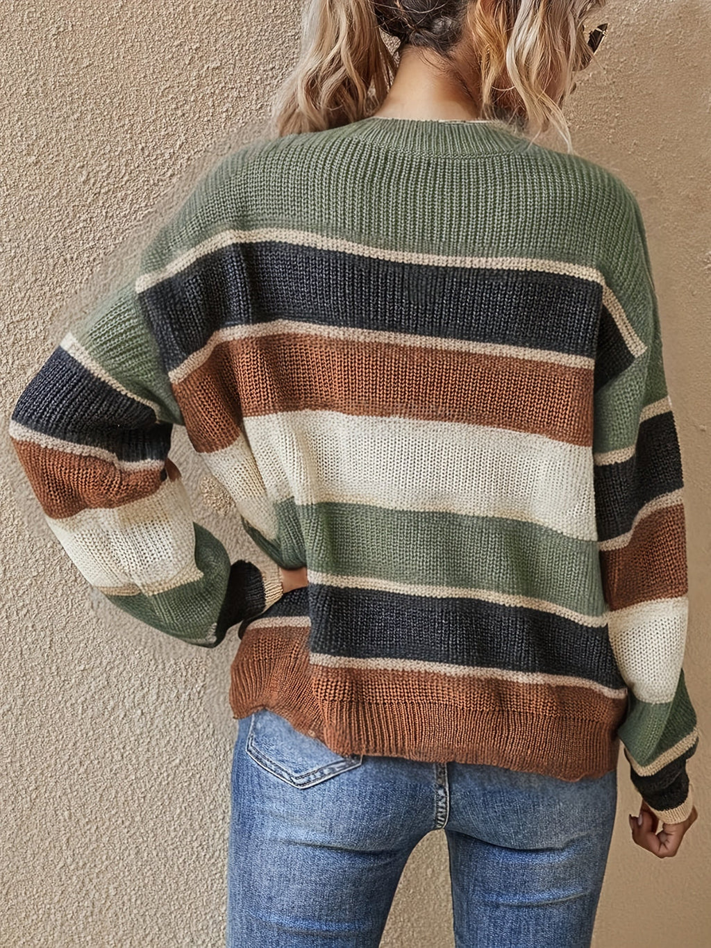 Trendbay Women's Color Block Striped Sweater