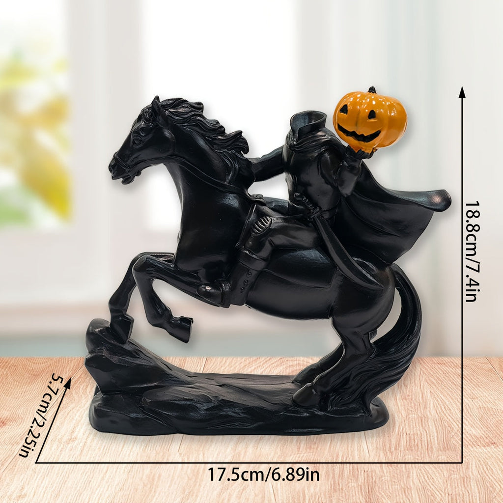 Trendbay Black Resin Headless Knight Holding Pumpkin Ornament