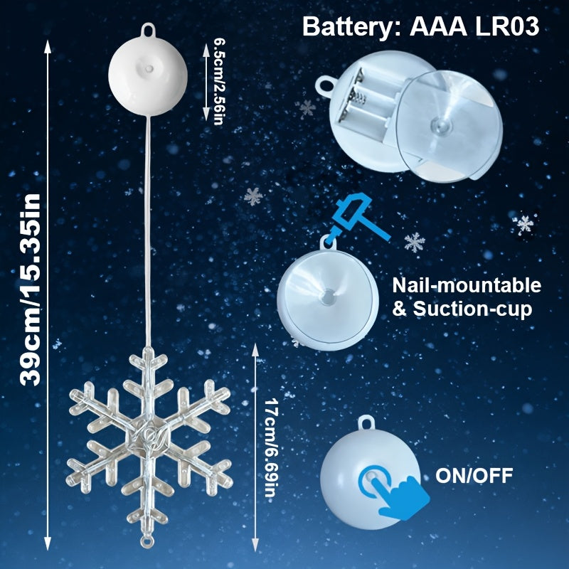 Trendbay Christmas Window String Lights Battery-Powered with Suction Cups