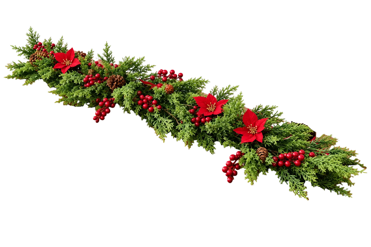 Trendbay 70.87-Inch Red Artificial Poinsettia Berry Vine Flower Garland