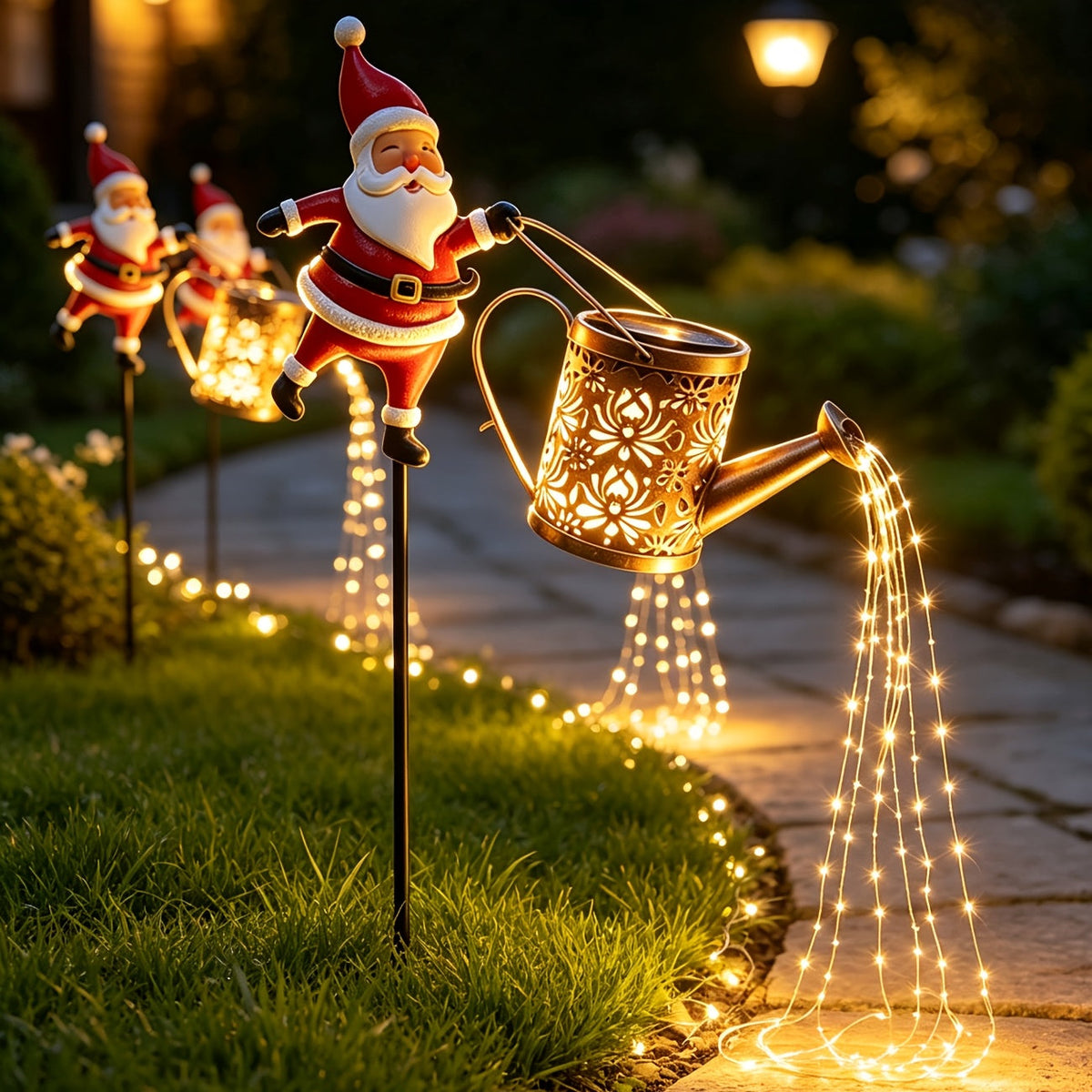 Trendbay 82CM Solar Santa Claus Kettle Light for Christmas