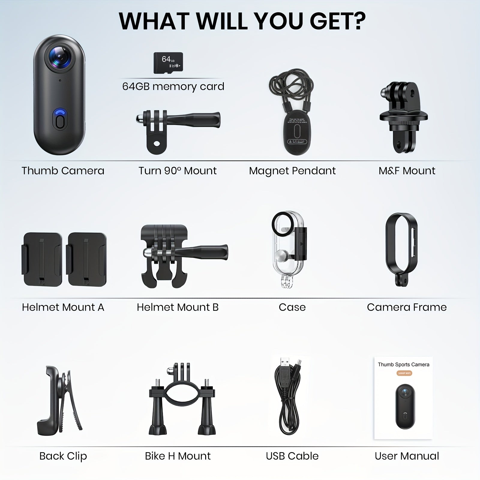 Trendbay Mini 1080P Action Camera with Clip (64GB Included)