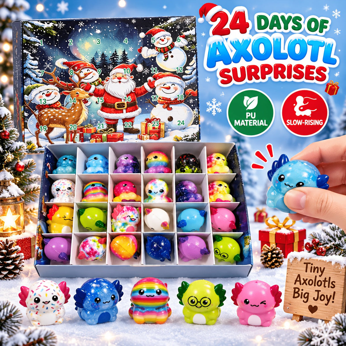 Trendbay 24-Piece Christmas Salamander & Octopus Slow-Rising Toy Set