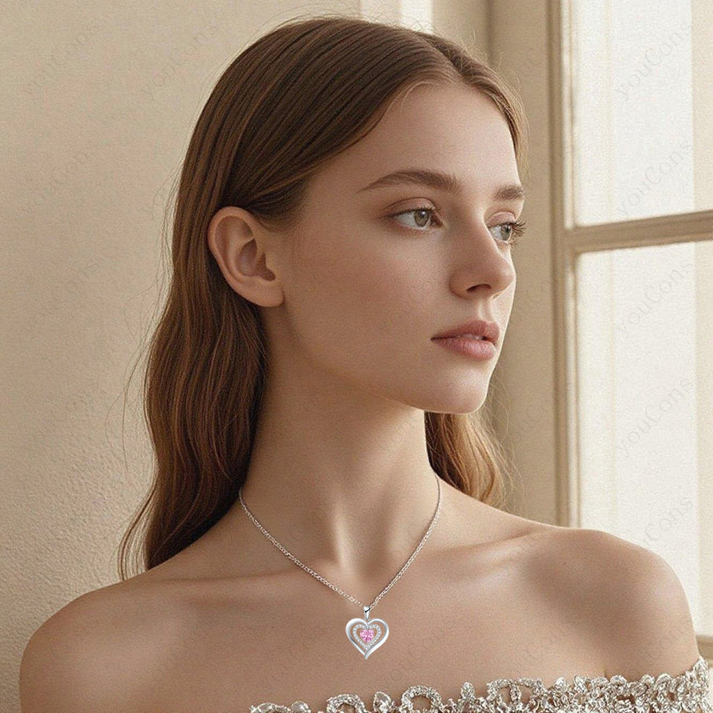 Trendbay October Birthstone Heart Pendant Necklace Gift Set