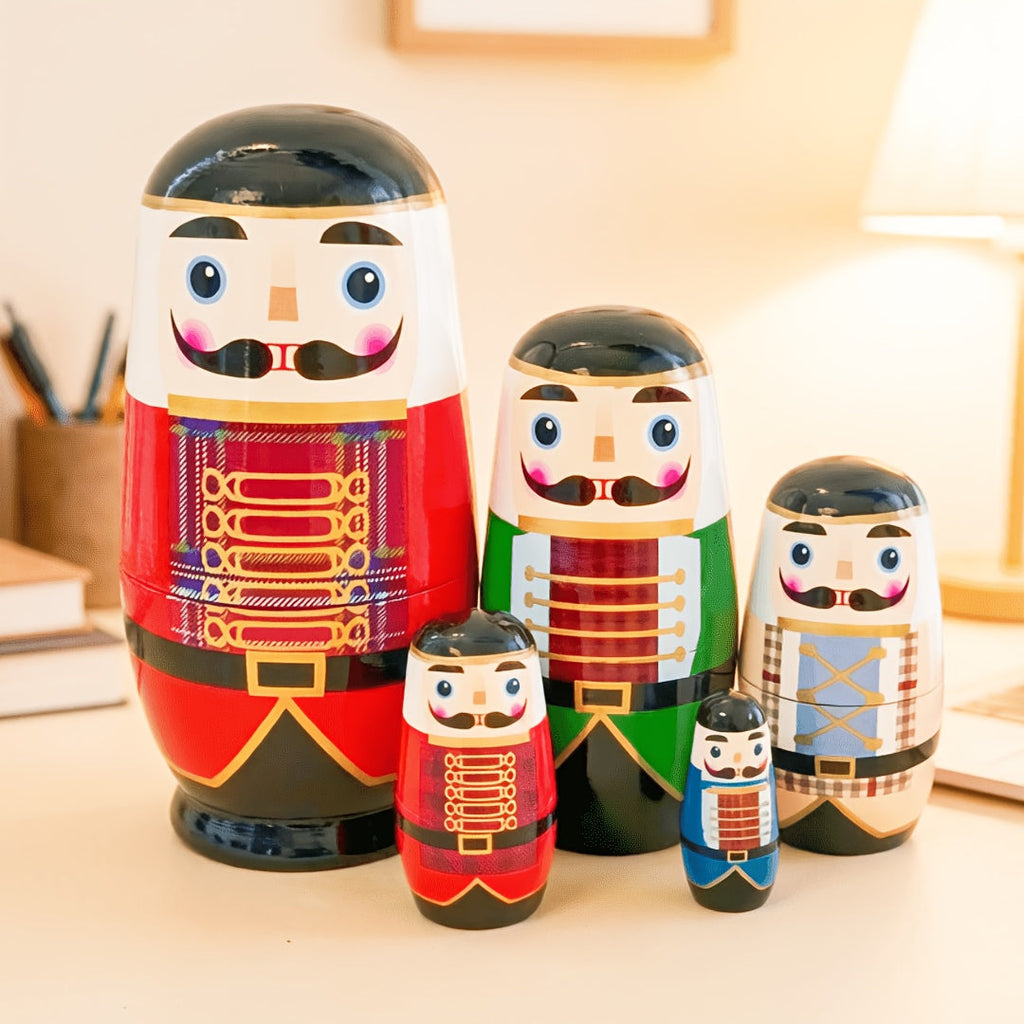 Trendbay Wooden Russian Nesting Dolls Set Stackable Figurine Decor