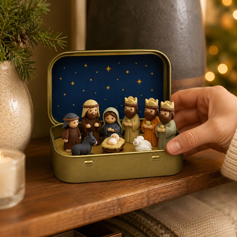 Trendbay Handcrafted Mini Christmas Nativity Scene Set