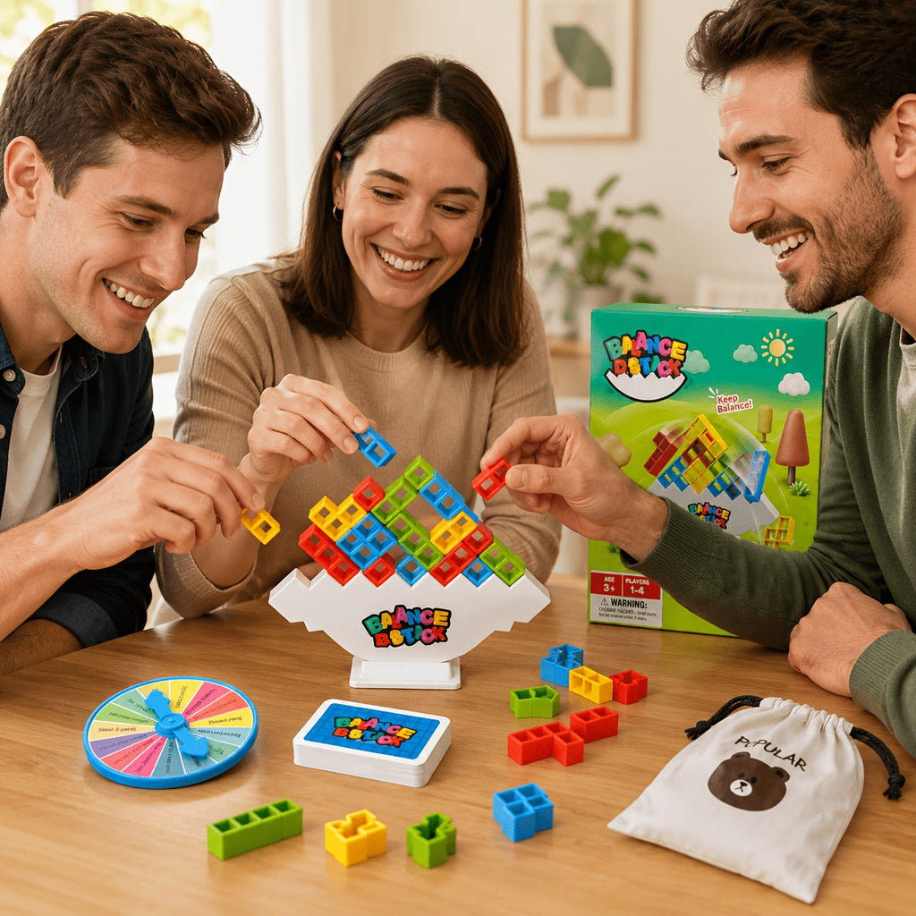 Trendbay 73pcs Balance Tower Stacking Colorful Plastic Tabletop Game