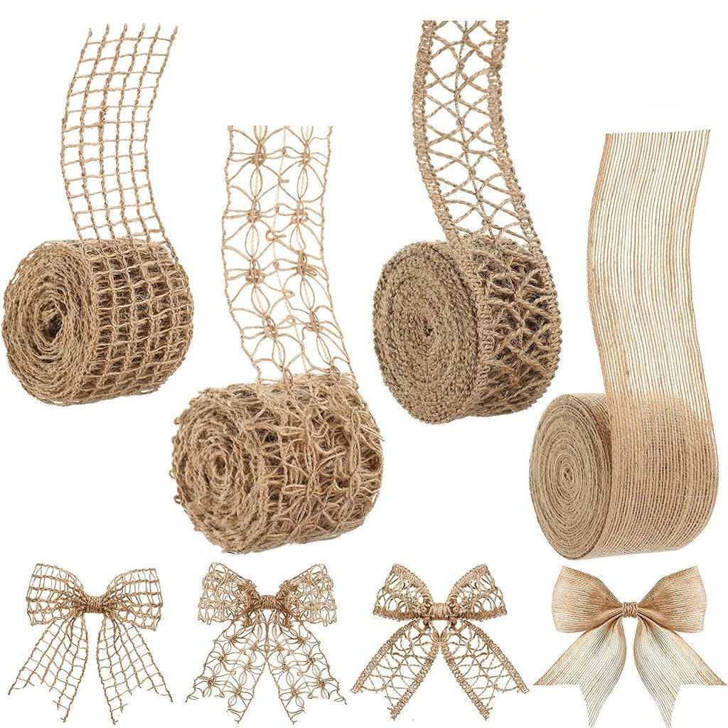 Trendbay 4-Roll Natural Hemp Rope Lace Net Ribbon 1.97-Inch