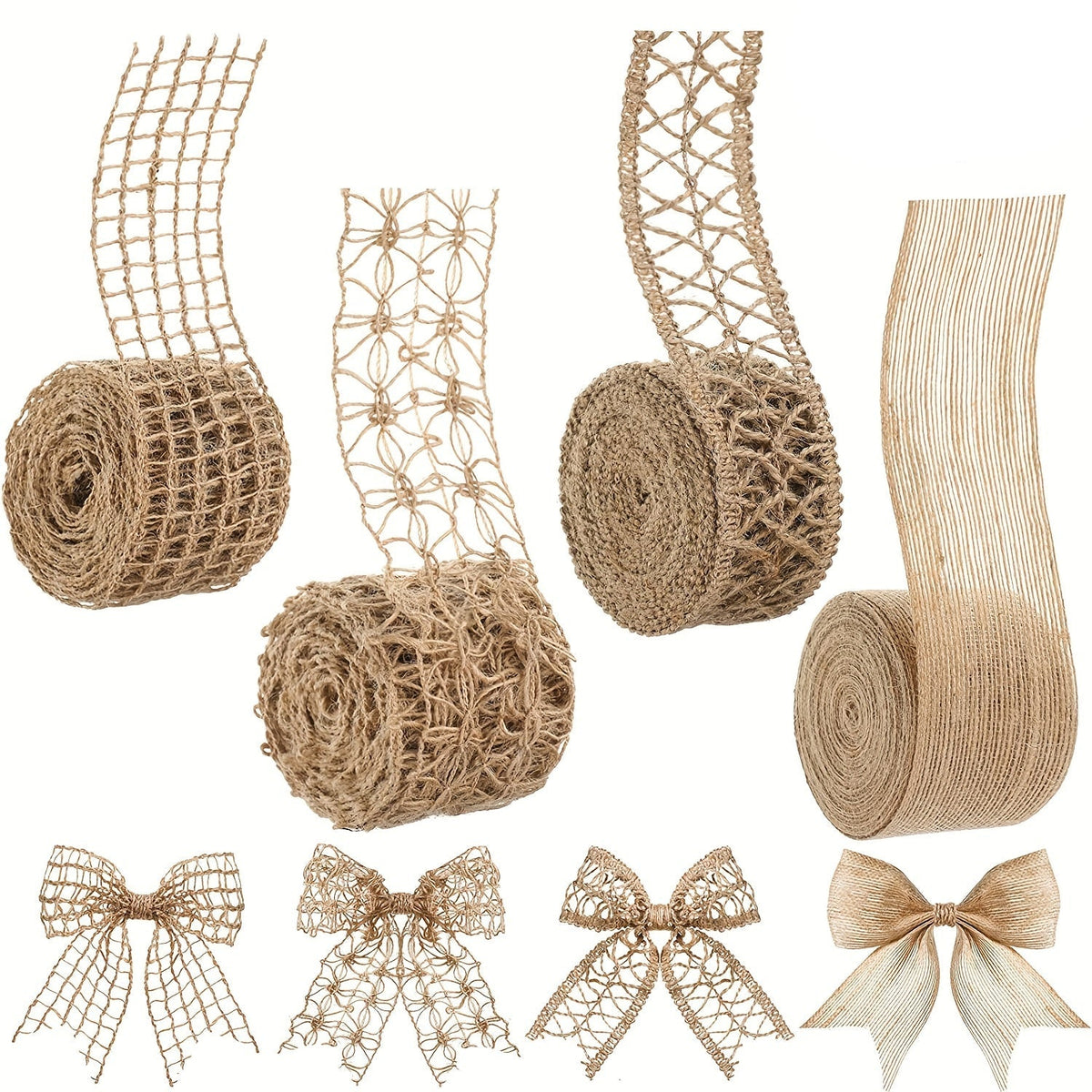 Trendbay 4-Roll Natural Hemp Rope Lace Net Ribbon 1.97-Inch