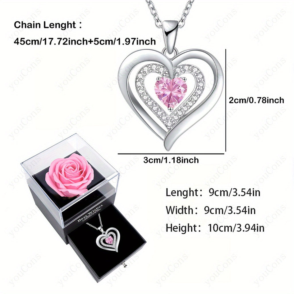 Trendbay October Birthstone Heart Pendant Necklace Gift Set