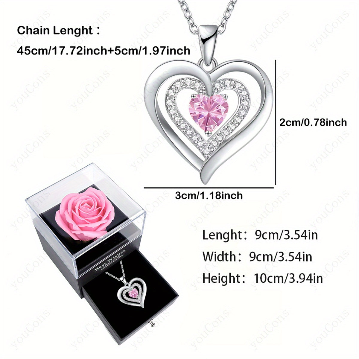 Trendbay October Birthstone Heart Pendant Necklace Gift Set