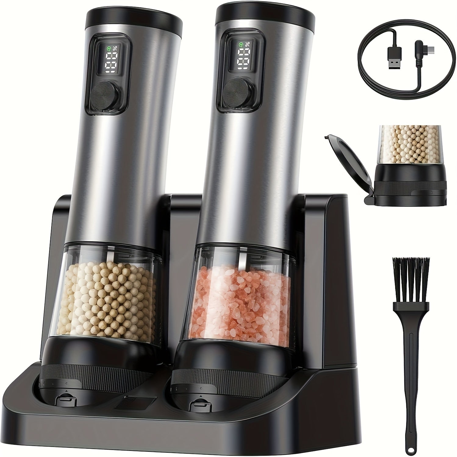 Trendbay Rechargeable Electric Salt & Pepper Grinder Set (2-Pack)