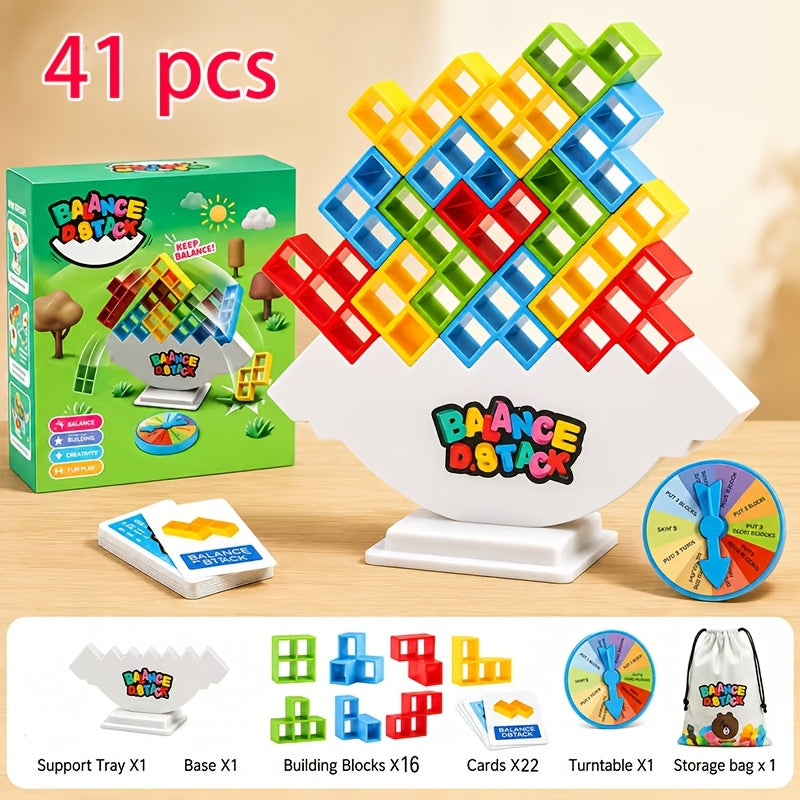 Trendbay 73pcs Balance Tower Stacking Colorful Plastic Tabletop Game