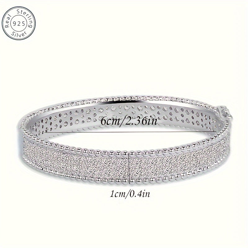 Trendbay Sterling Silver Open Tennis Bracelet – Elegant Retro Adjustable Bracelet with Gift Box