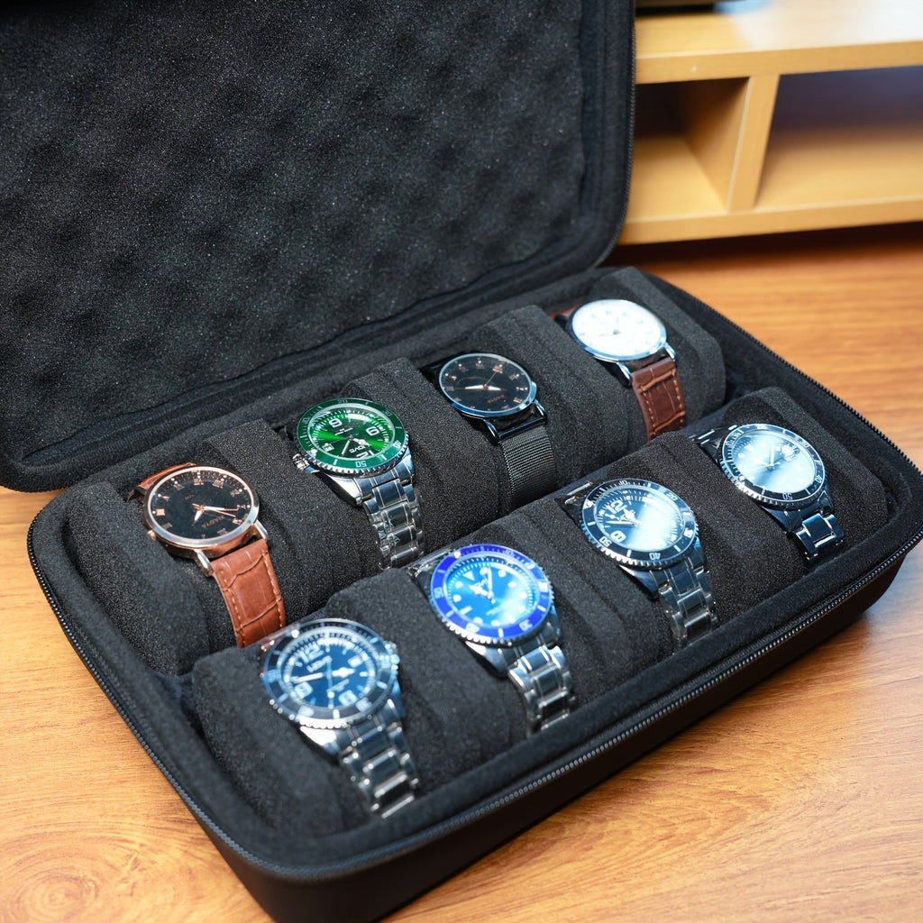 Trendbay 8-Slot Hard Shell Watch Storage Case – Portable Travel Organizer for Watches & Jewelry