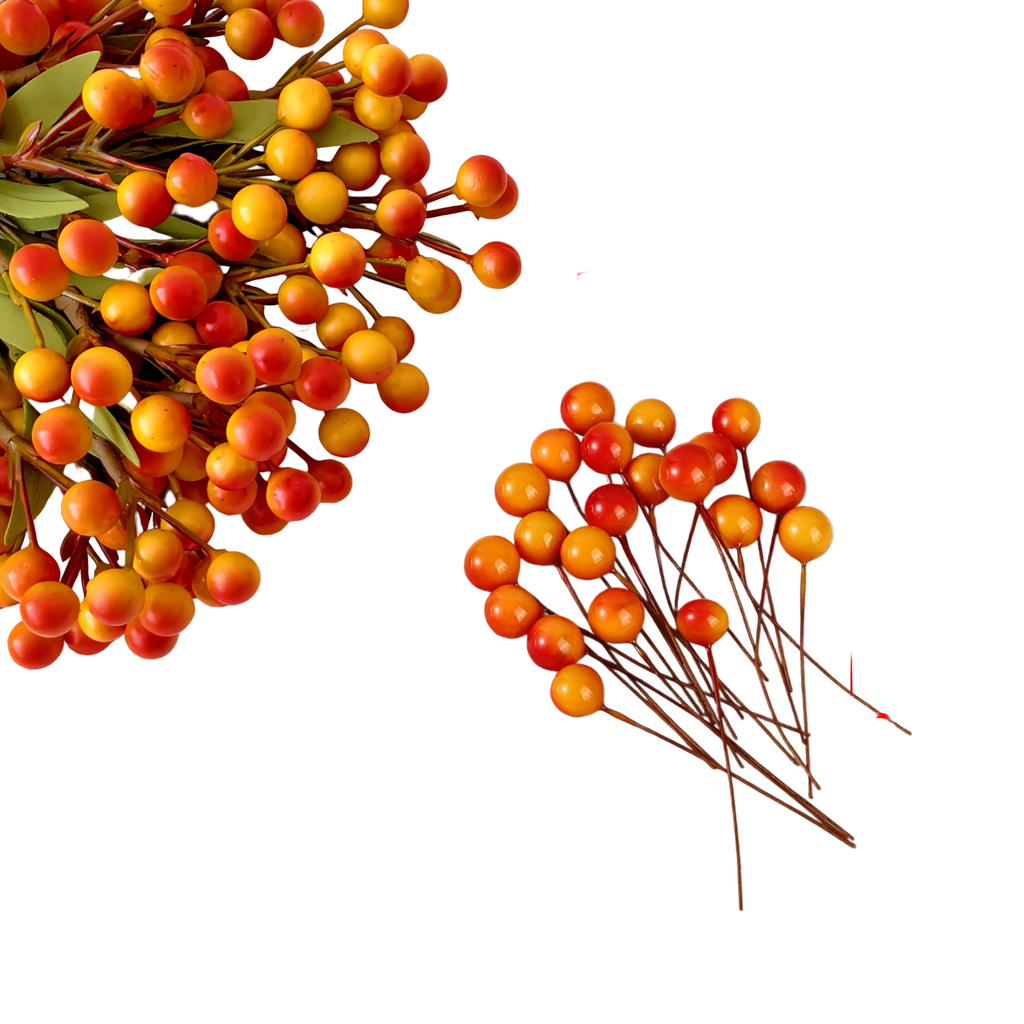 Trendbay 100 Count 6.5CM Autumn Artificial Berry Branches with Hand-Twisted Stems