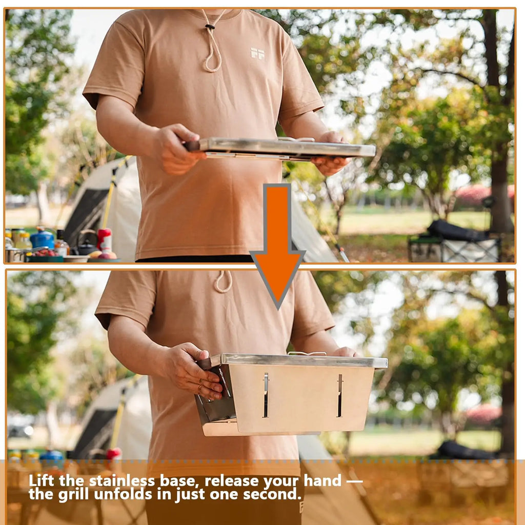 Trendbay Portable Stainless Steel Folding Camping BBQ Grill