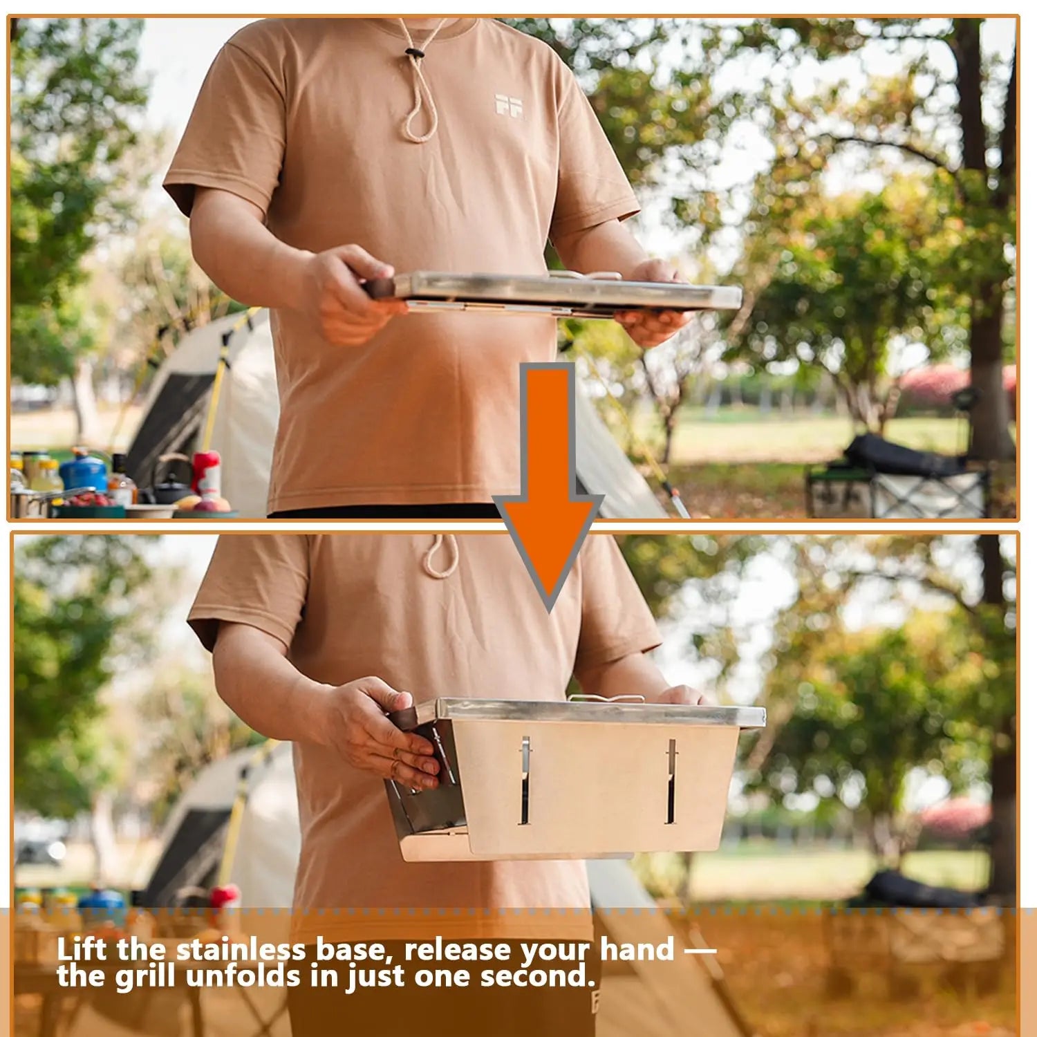 Trendbay Portable Stainless Steel Folding Camping BBQ Grill