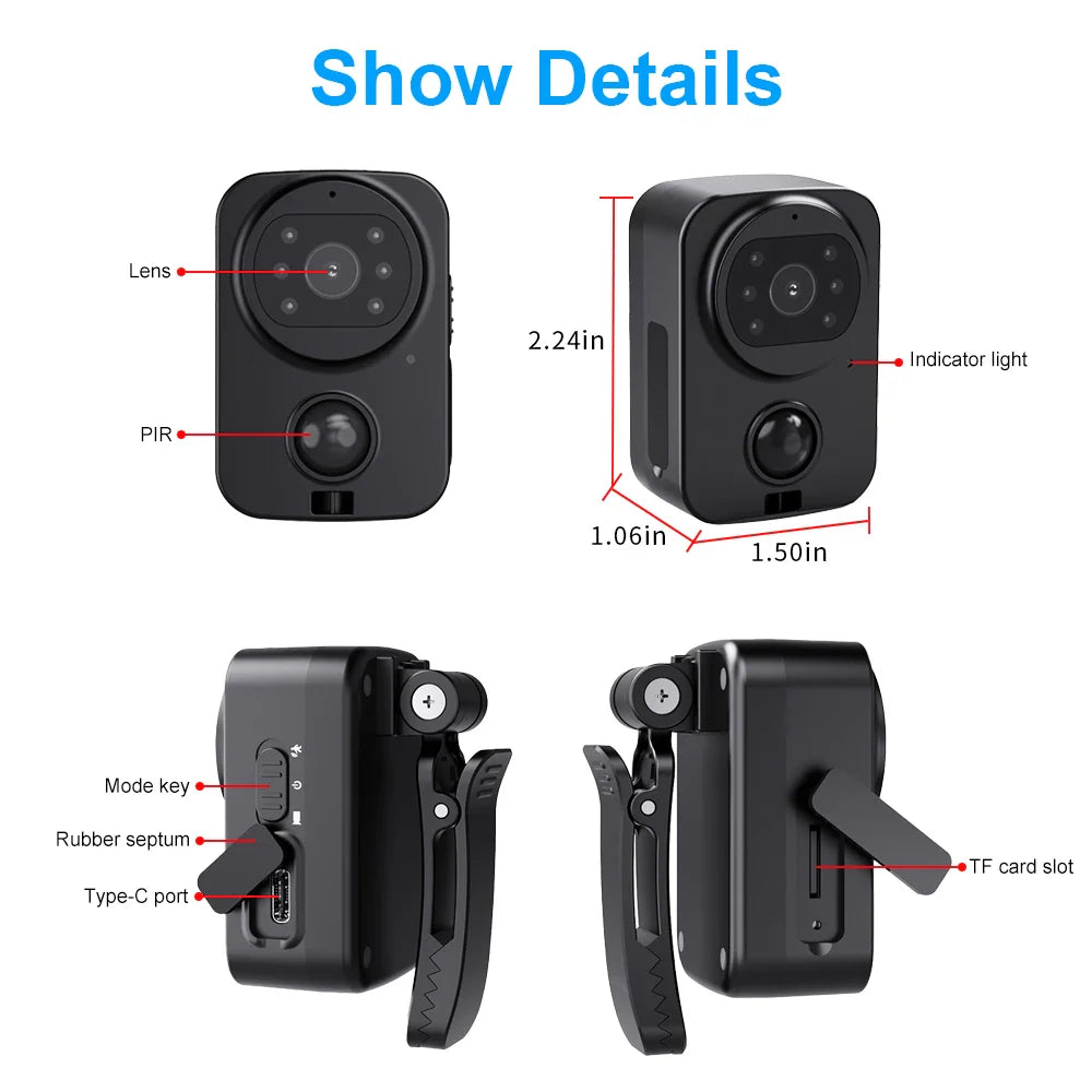 Trendbay PD01 Mini Body Camera – Waterproof HD Sport DV Wearable Recorder