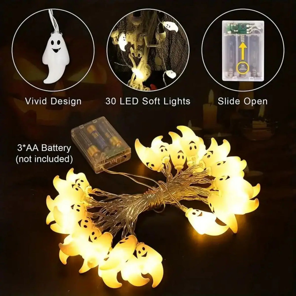 Trendbay 3M 20LED Ghost Halloween String Lights Battery-Powered
