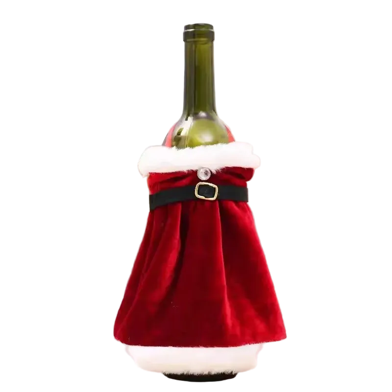 Trendbay 16CM Christmas Wine Bottle Cover – Velvet Santa