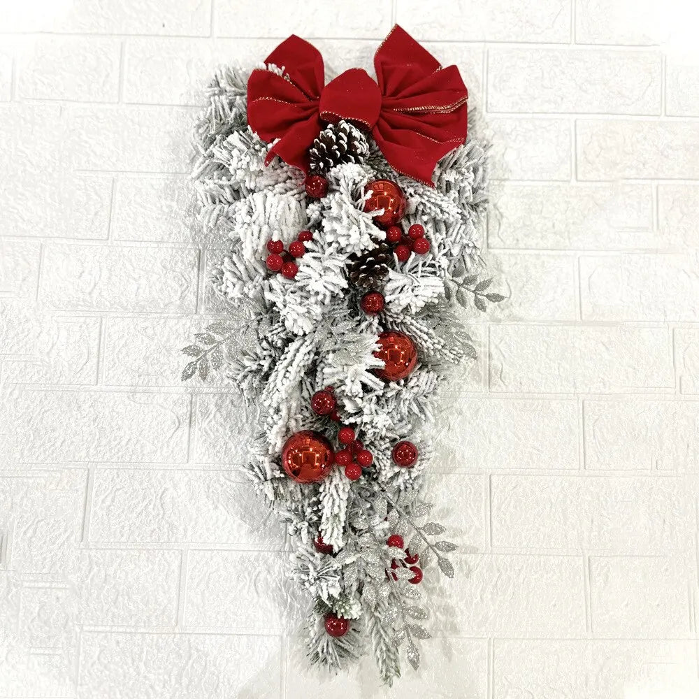Trendbay Flocked Christmas Flower Wreath Garland
